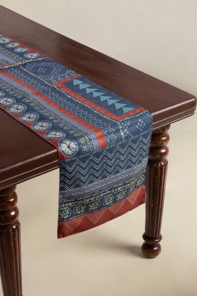 Printed Polyester Jute 16x84in Table Runner