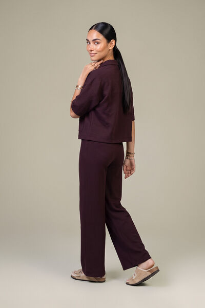 Dyed Textured Cotton Solid Cotton Trousers