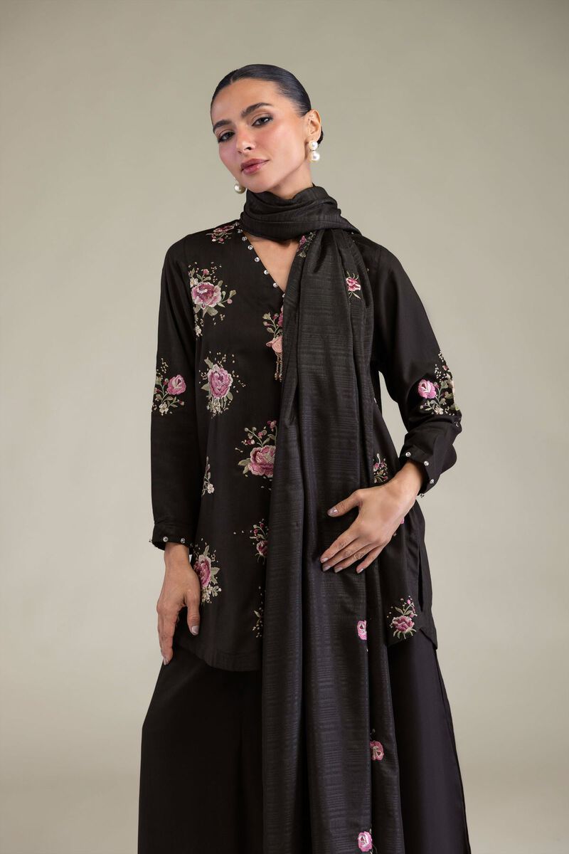 Black Floral Kurta