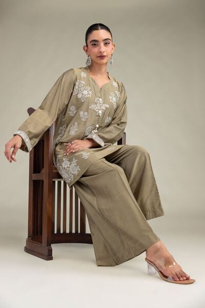 Floral Silk Kurta, image 1