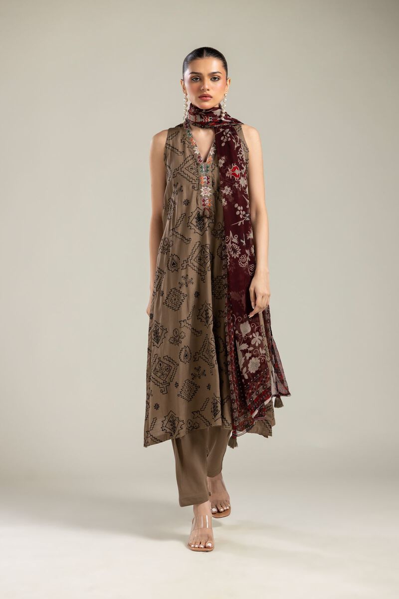 Maroon Floral Dupatta