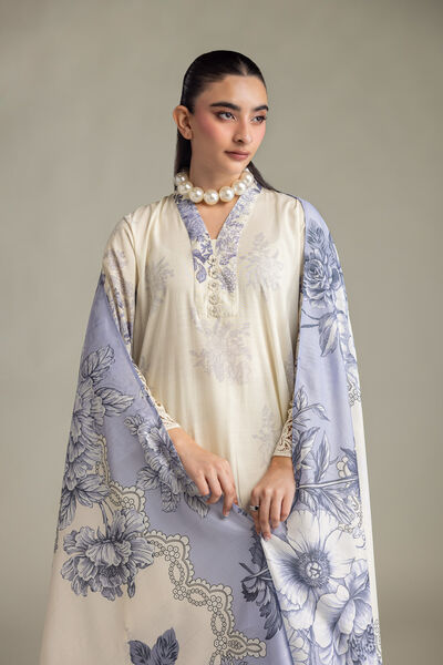 Printed Mesuri Blue Floral Dupatta
