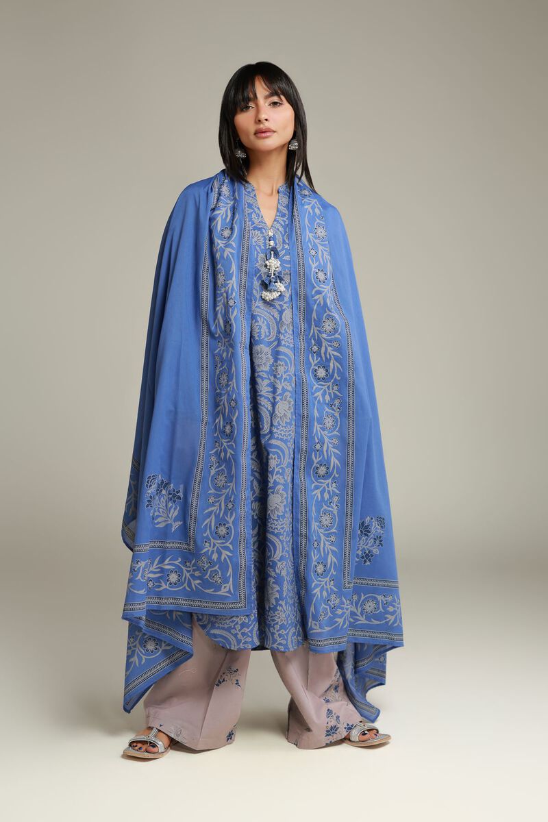 Floral Blue Dupatta
