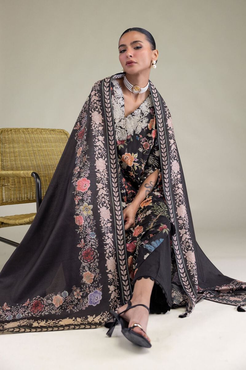 Black Silk Dupatta