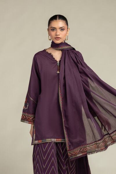 Embroidered Cambric Cambric V-Neck Kurta