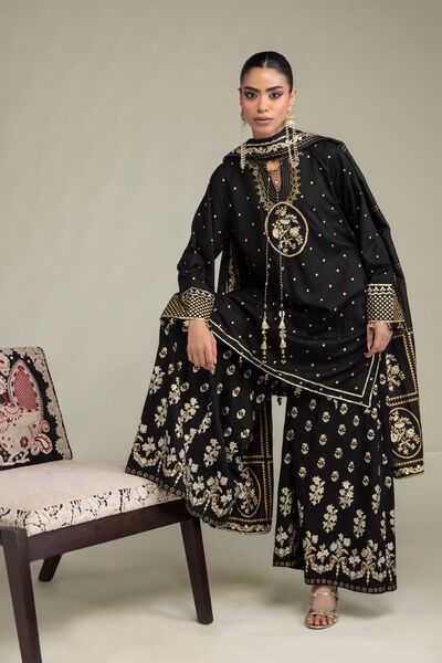 Printed Raw Silk 3-Piece Co-ord Set