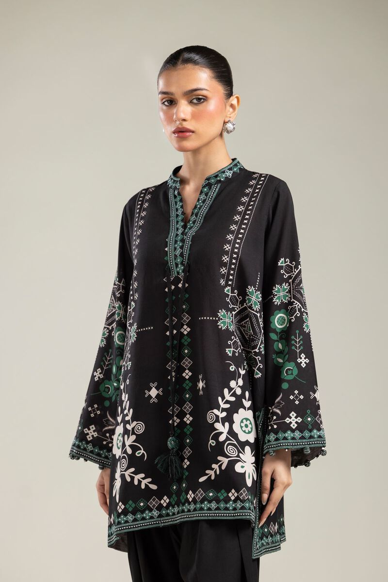 Black V-Neck Kurta