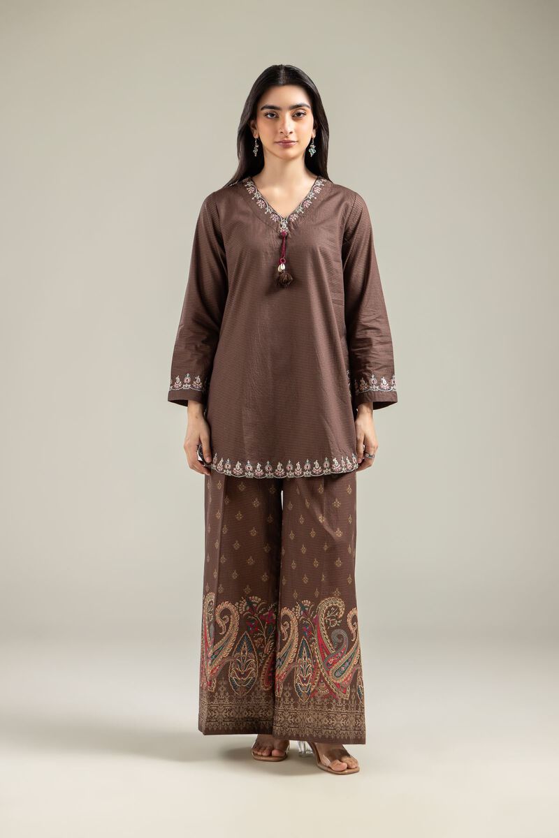 Brown V-Neck Kurta