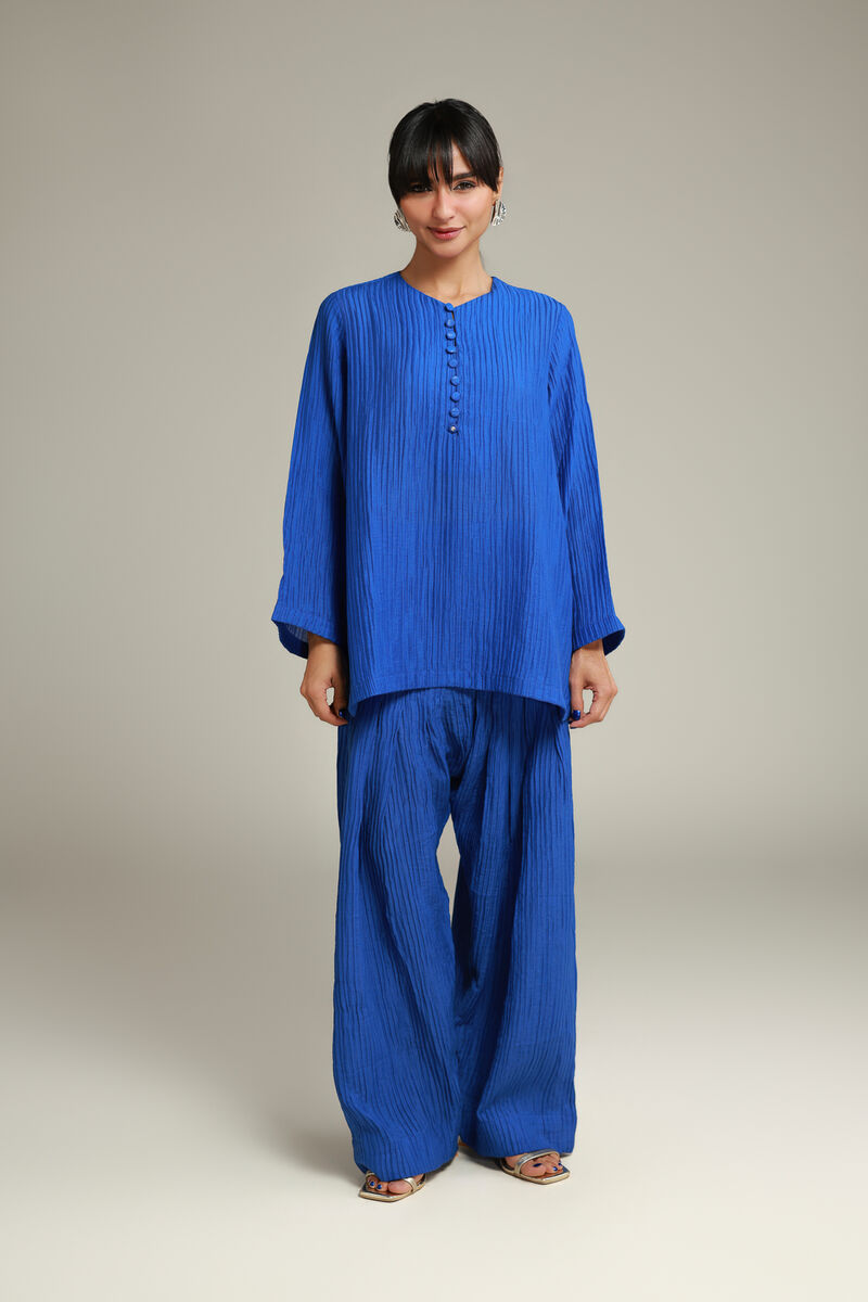 Navy Crinkle Shalwar