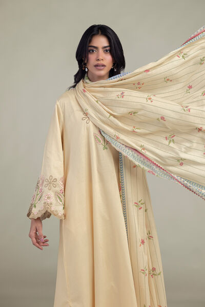 Floral Beige Dupatta, image 1