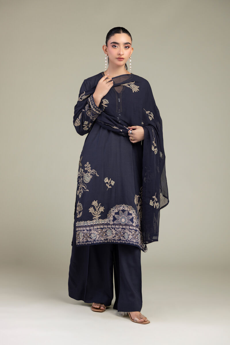 Floral Navy Kurta