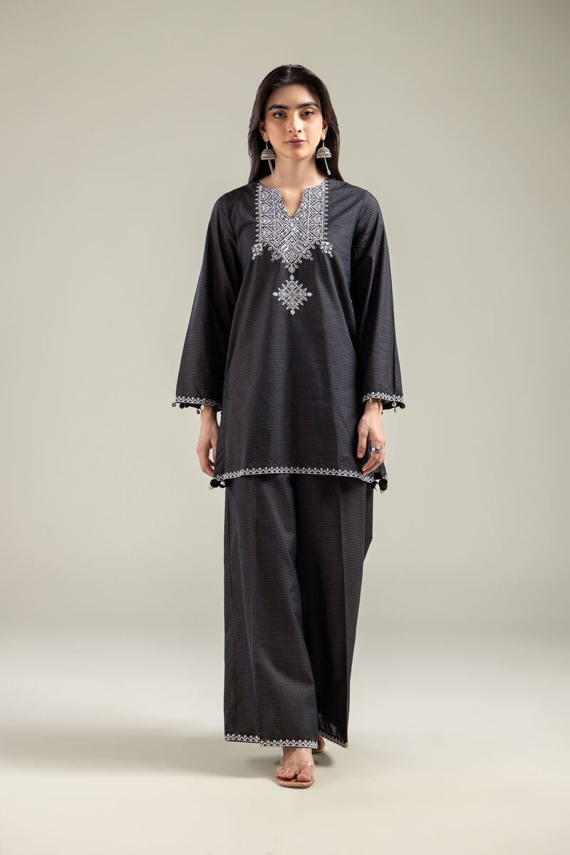 V-Neck Black Kurta