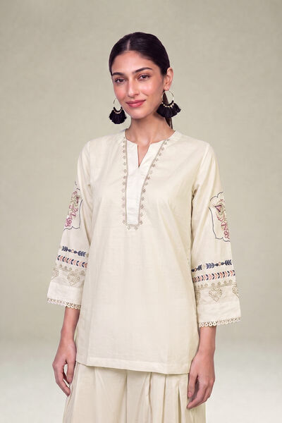 Floral Cambric Kurta, image 1
