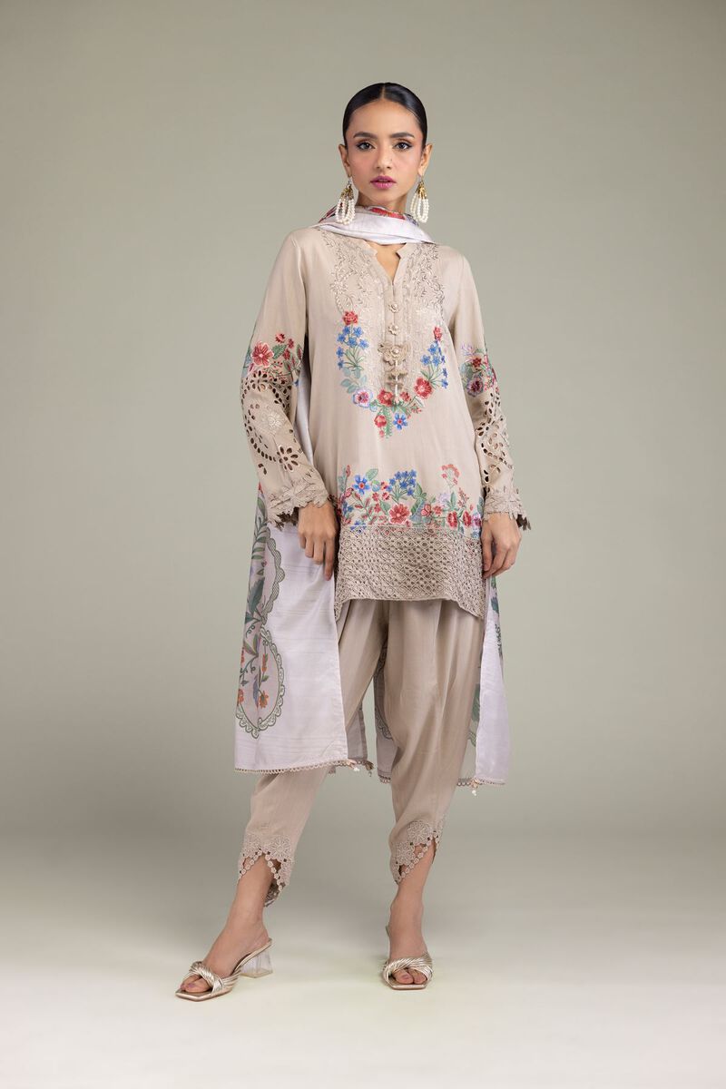Floral Beige Dupatta