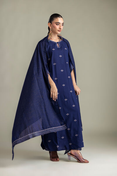Embroidered Mesuri Navy Mesuri Dupatta