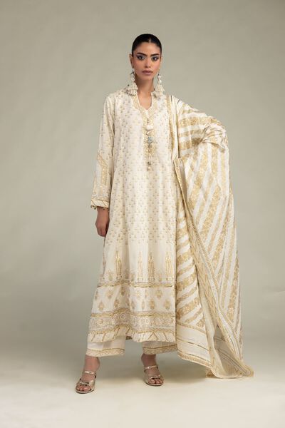 Printed Raw Silk 3-Piece Co-ord Set