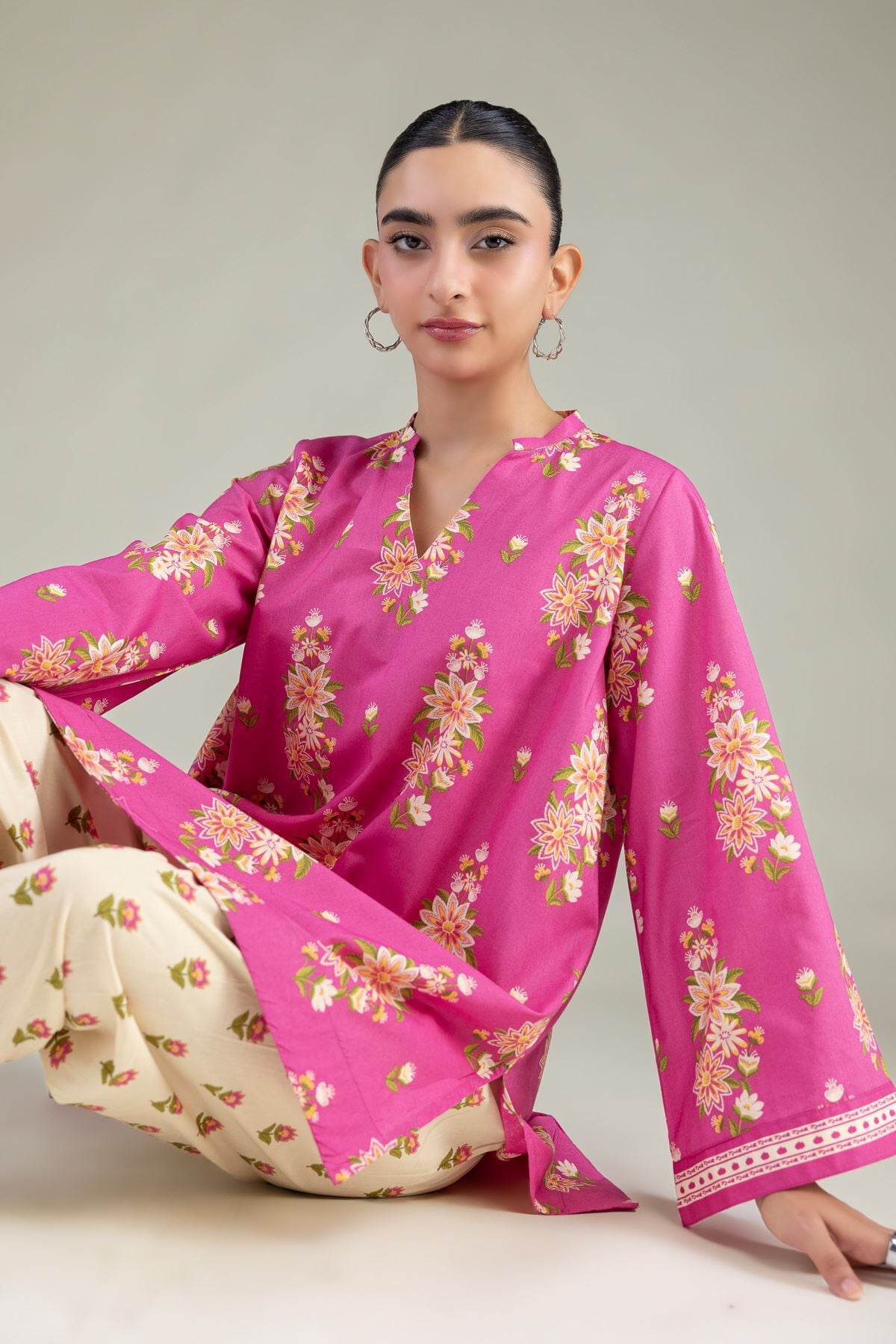 Khaadi - Floral Cambric Kurta