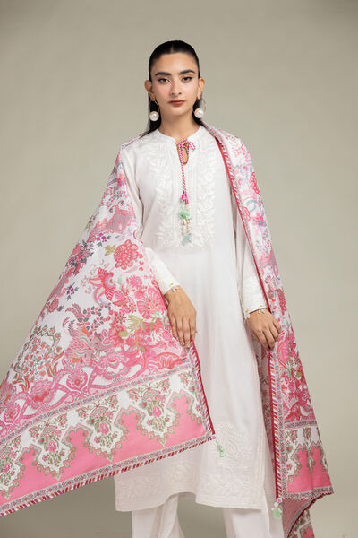 Floral Silk Dupatta, image 1