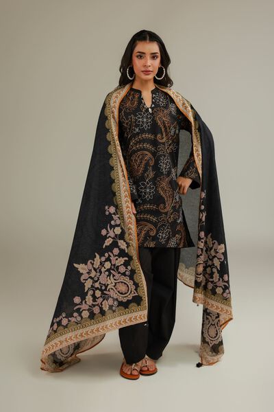 Black Embroidered Dupatta, image 1