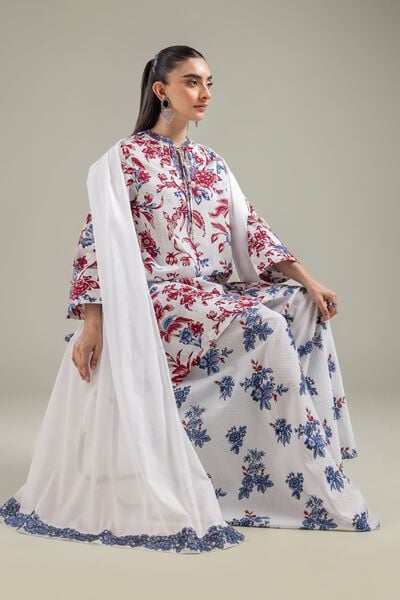 White Floral Kurta, image 1