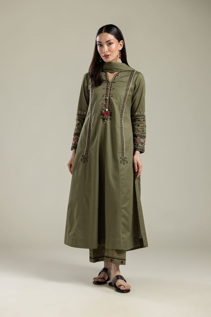 Lawn Olive Dupatta