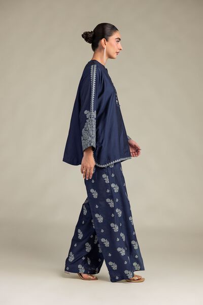 Printed Raw Silk Floral Silk Pants