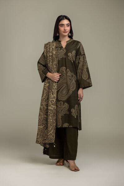 Printed Light Khaddar Fabrics 3 Piece