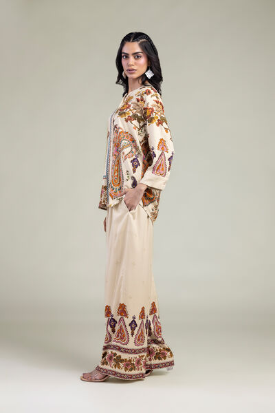 Embroidered Viscose Crepe Viscose Floral Trousers