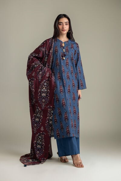 Printed Light Khaddar Fabrics 3 Piece