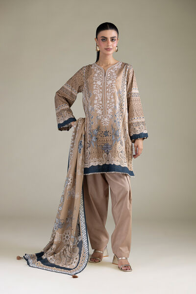 Embroidered Lawn Fabrics 3 Piece