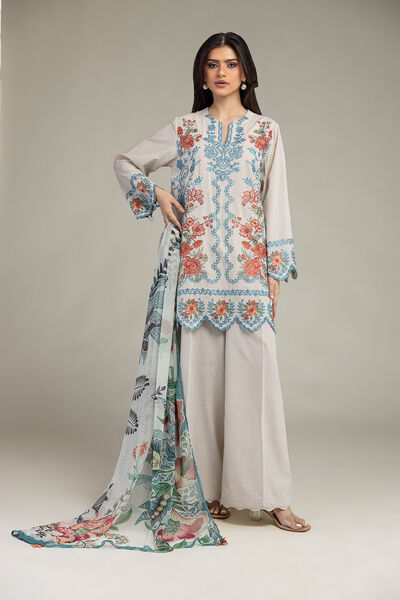 Embroidered Cambric Fabrics 3 Piece