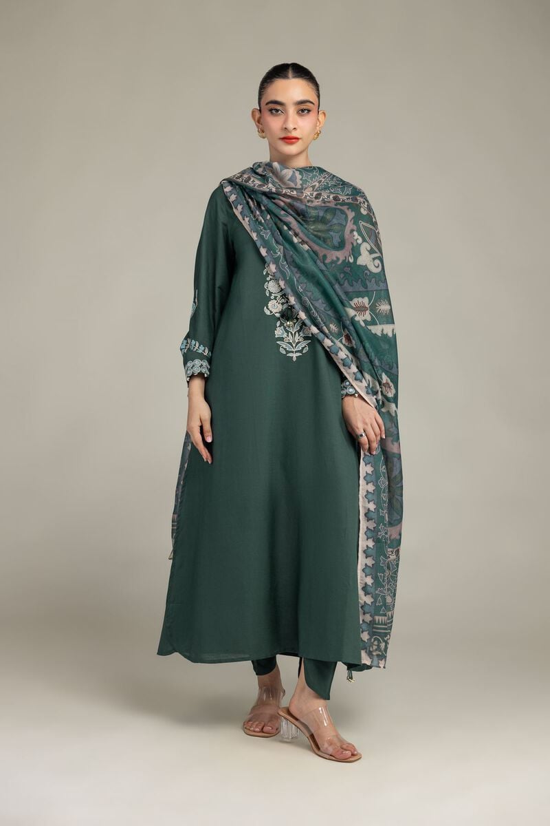 Green Floral Dupatta