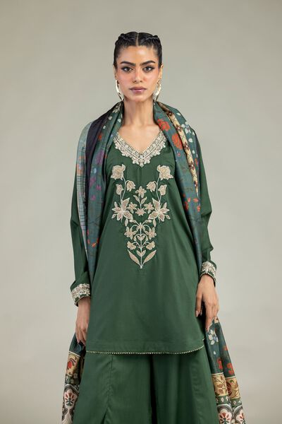Floral Green Kurta, image 1