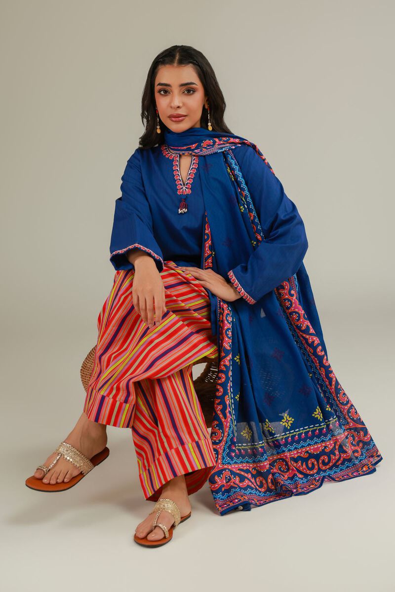 Embroidered Navy Dupatta