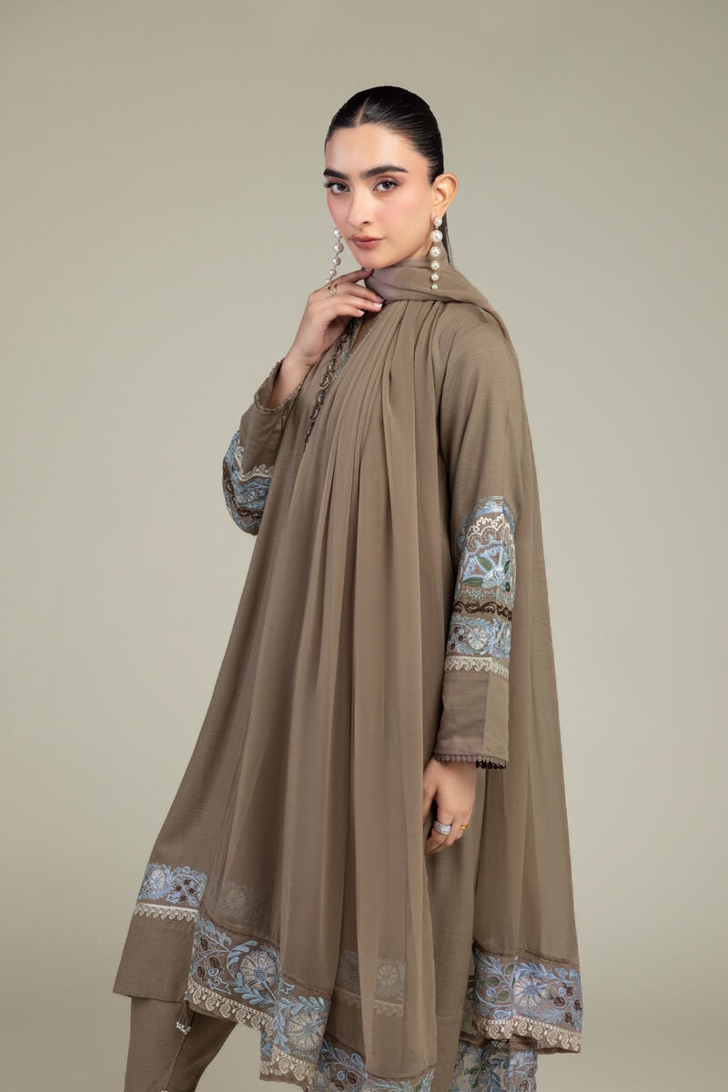 Brown Floral Dupatta