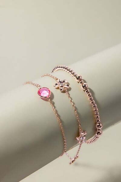 Embellished Metal Set Of 3 Anklet
