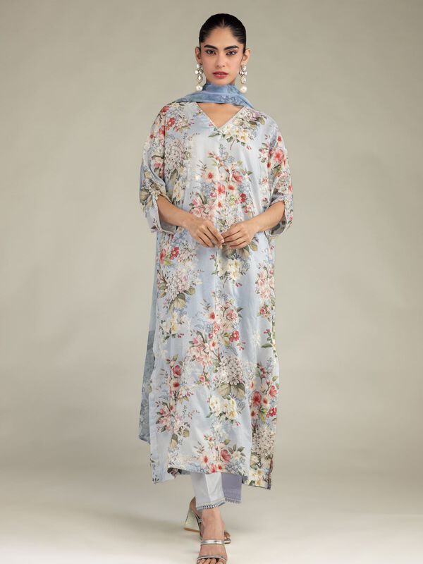 Blue Viscose Pants