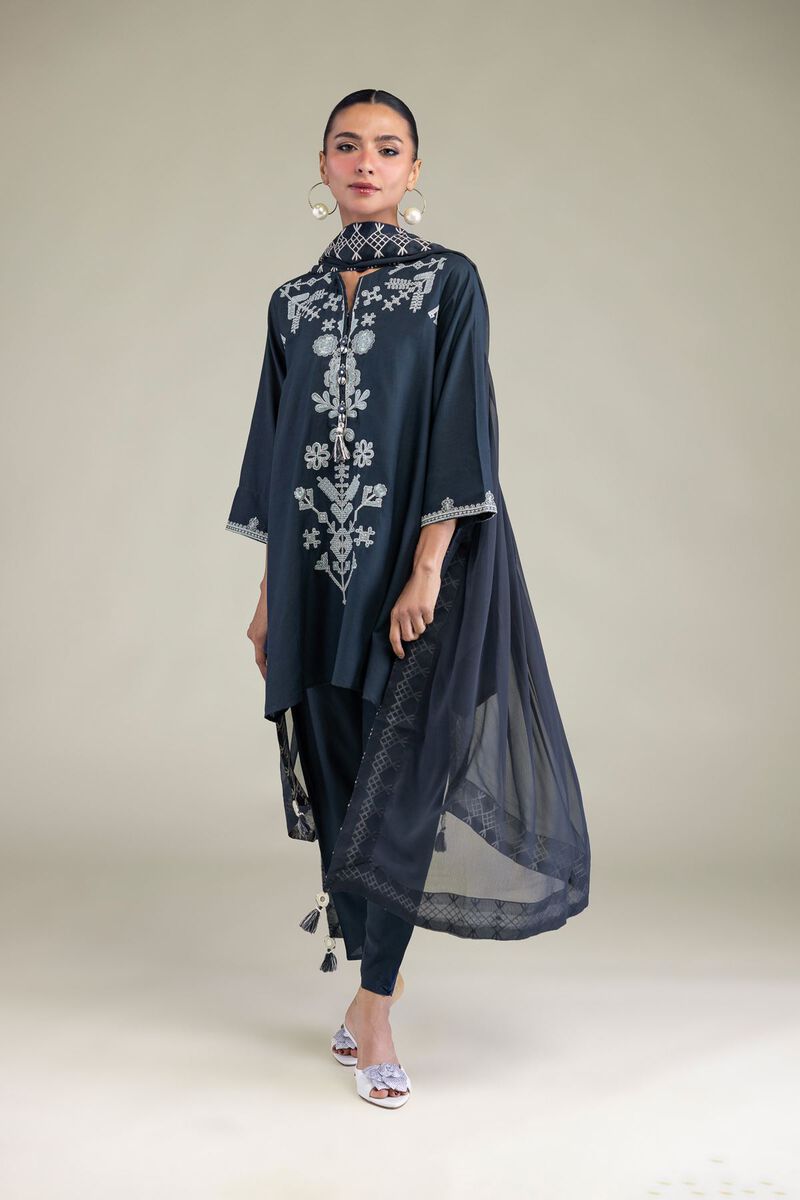 Floral Navy Kurta