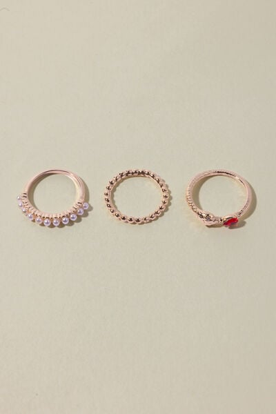 Embellished Metal Set Of 3 Ring