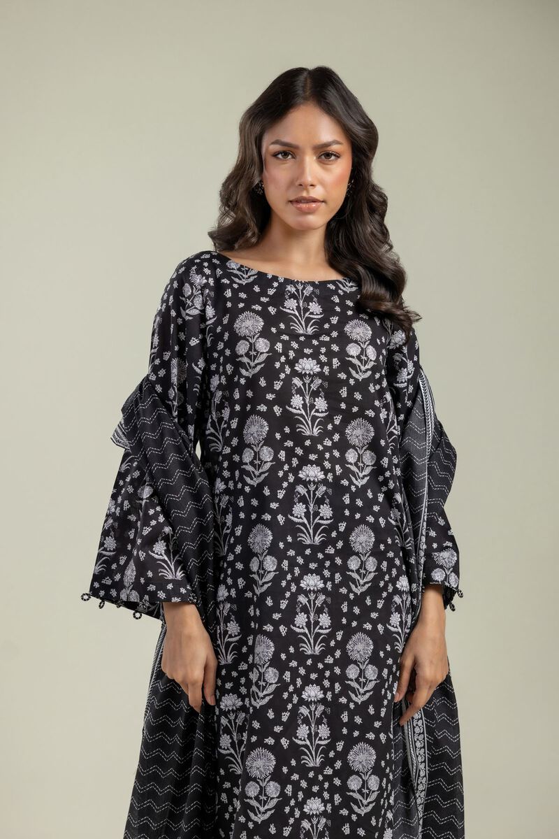 Black Floral Kurta