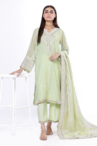 Embroidered | Viscose Polyester Khaadi Net | Tailored 3 Piece | PKR 11,400