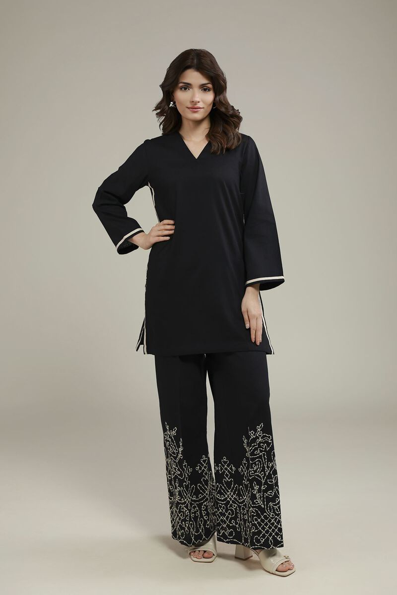 V-Neck Solid Kurta