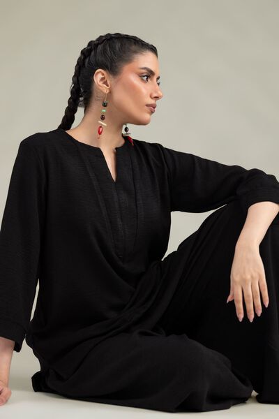 Dyed Crepe Georgette Solid Black Tunic