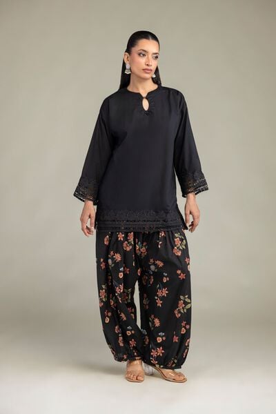 Embroidered Cambric Black Floral Shalwar