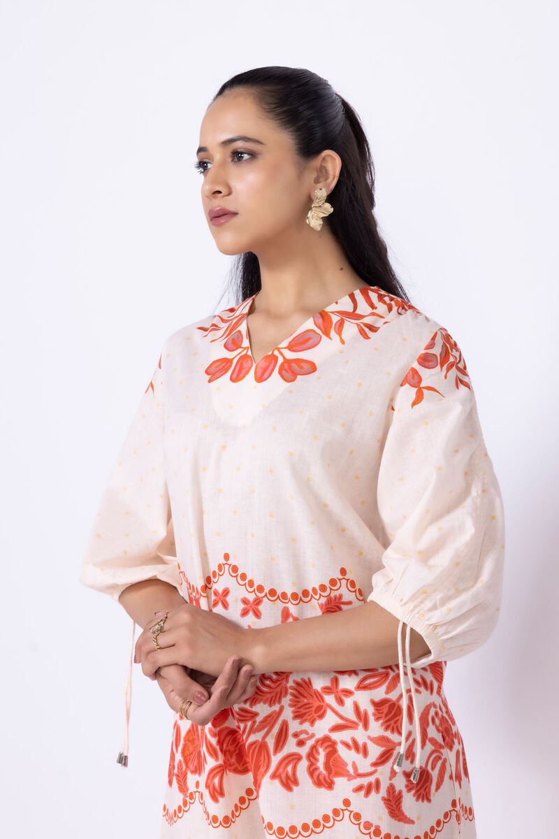 chinese dress ladies KHADI MAXI DRESS WITH HAND-PAINTED BUTTONS & IKAT ZIPPER JACKET- TIMELESS  ELEGANCE – DIIWATAA main image 1