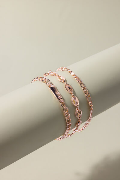 Solid Metal Set Of 3 Anklet
