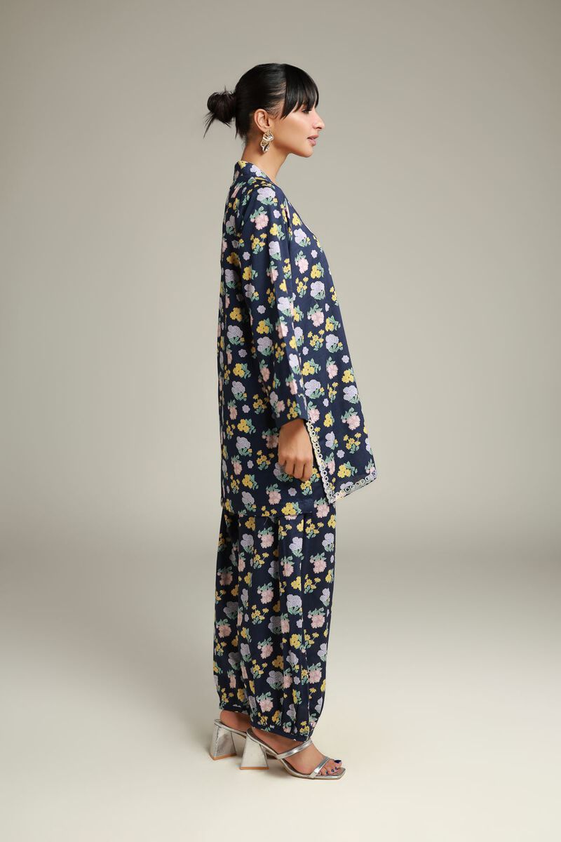 Floral Navy Kurta