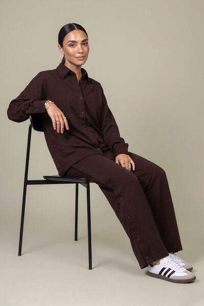 Dyed Double Jersey Brown Solid Shirt