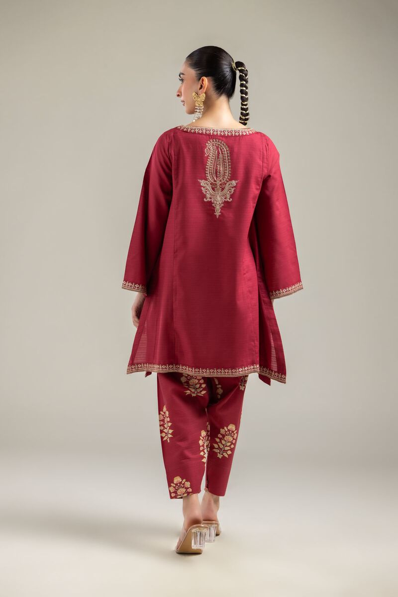 Maroon V-Neck Kurta