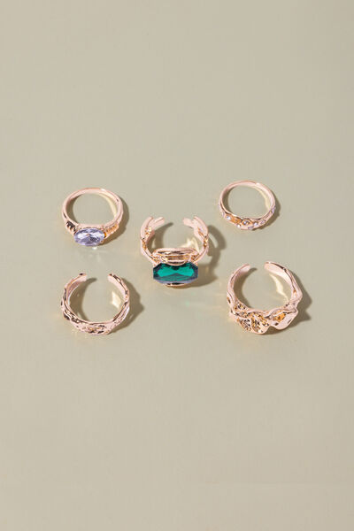 Embellished Metal Set Of 6 Ring